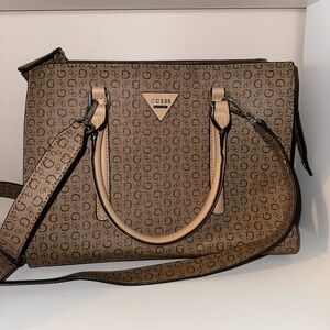 Guess Beige Signature Satchel W/ Strap